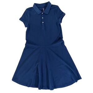JKhaki Polo Dress School Uniform Navy Blue Button Up Short Sleeves Girls Size XL